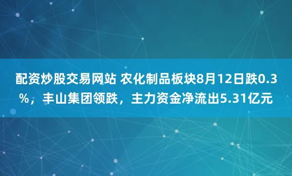 配资炒股交易网站 农化制品板块8月12日跌0.3%，丰山集团领跌，主力资金净流出5.31亿元
